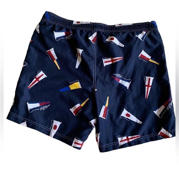 Tommy Hilfiger vintage Swim Trunks Shorts Mesh Lined Retro Flag Logo Large - Picture 2 of 6